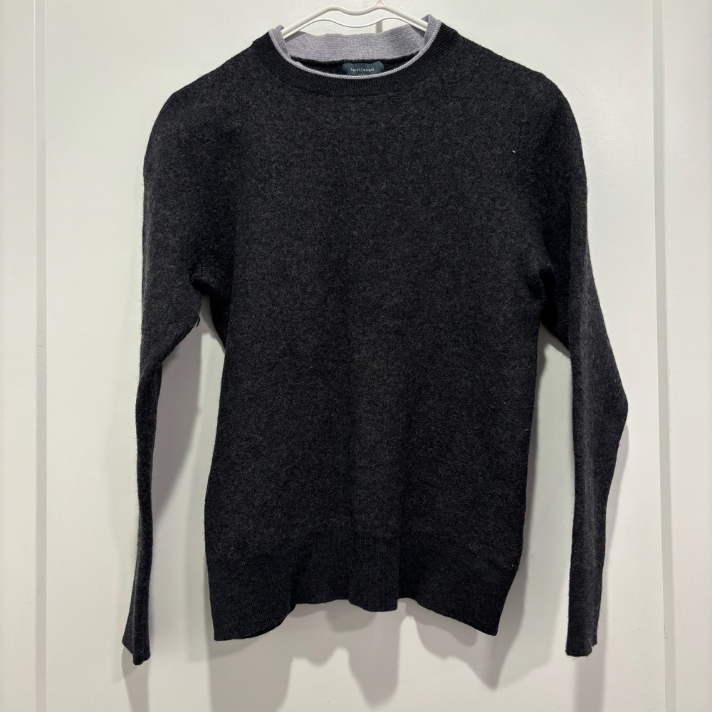 Turtleson Charcoal Gray Crewneck Sweater‎ Double Layer Collar Womens Size M